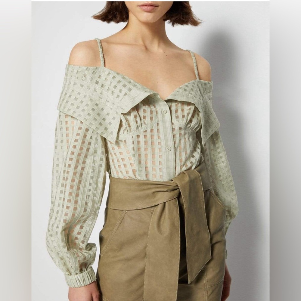 Jonathan Simkhai Pailna semi sheer window pane blouse